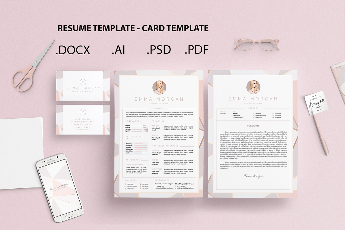 Pack Resume and Card Template / M in Resume Templates - product preview 8