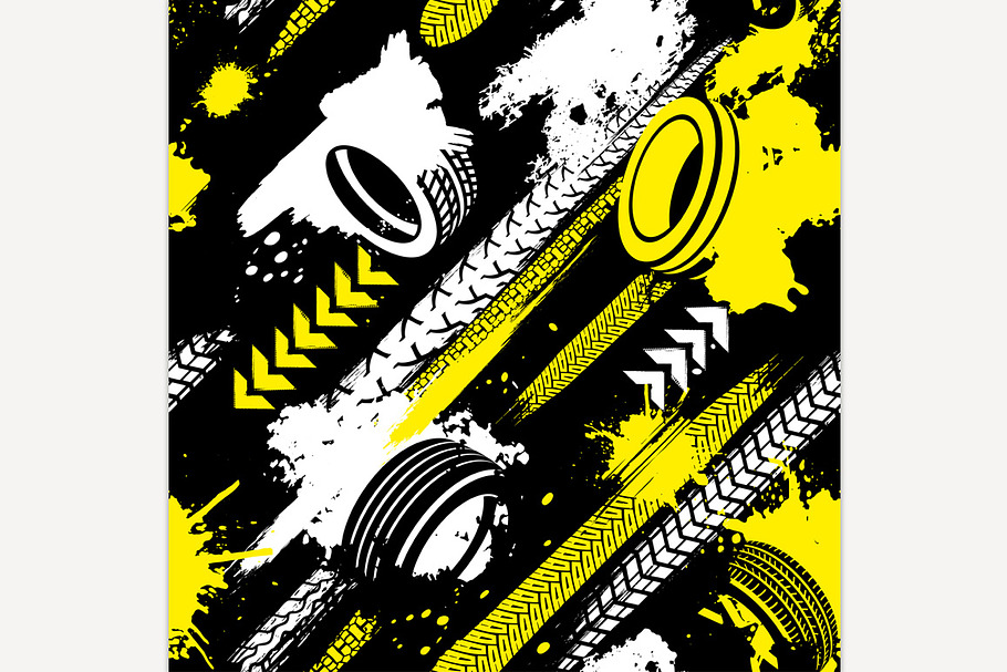 Tire tracks seamless pattern in Patterns - product preview 8