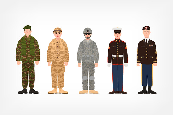Soldiers and military men set in Illustrations - product preview 2