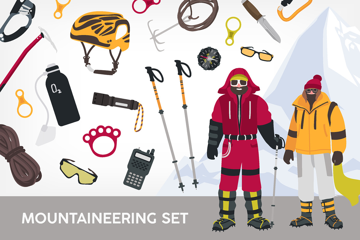 Mountaineering set and seamless in Illustrations - product preview 8