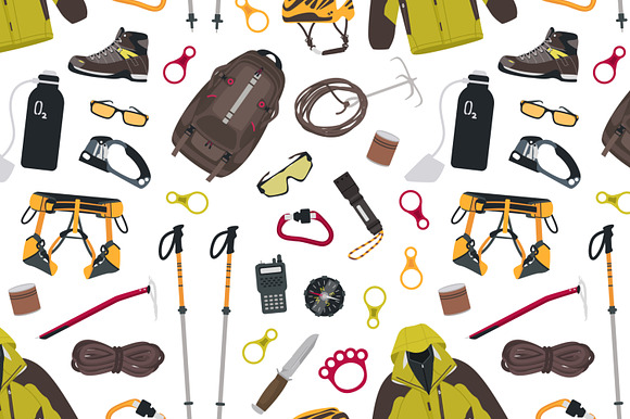 Mountaineering set and seamless in Illustrations - product preview 2
