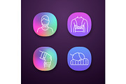 Trauma treatment app icons set