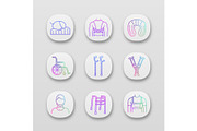 Trauma treatment app icons set