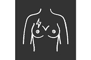 Breast pain chalk icon