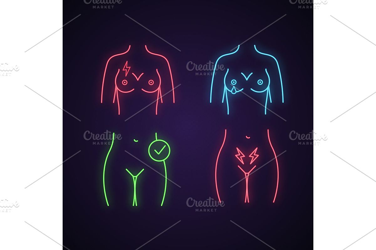 Gynecology neon light icons set in Icons - product preview 8