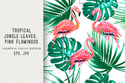 Tropical leaves,flamingo pattern
