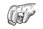 Fist with skull ring illustration