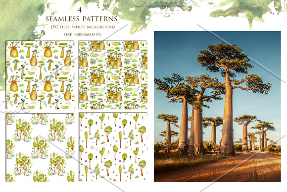 Trees. Watercolor clip art. in Illustrations - product preview 2