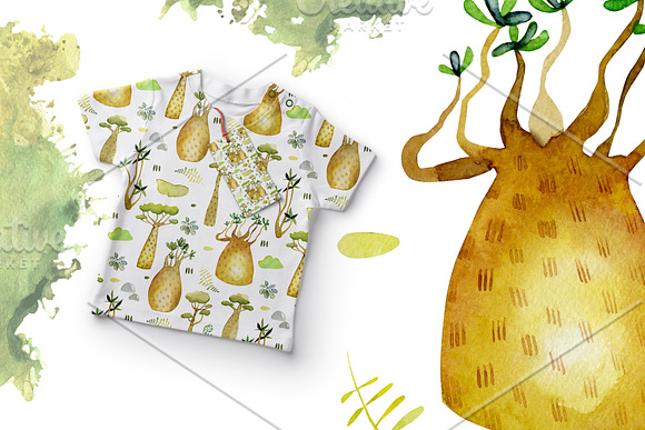 Trees. Watercolor clip art. in Illustrations - product preview 3