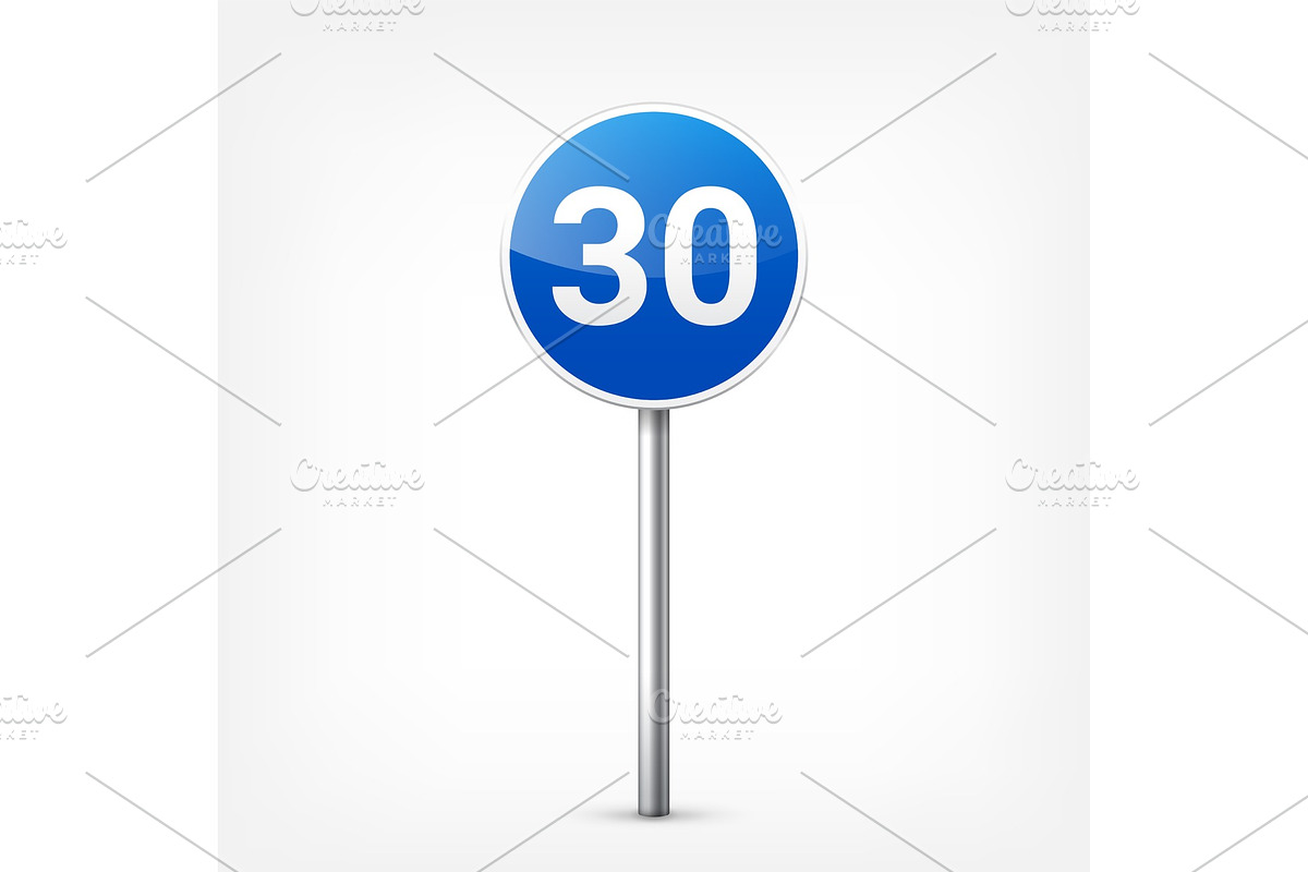 Road blue signs collection isolated in Objects - product preview 8