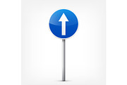 Road blue signs collection isolated