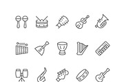 Set line icons of music instruments