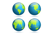 Earth globe. World map set. Planet