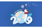 2019 New Year design card with Santa