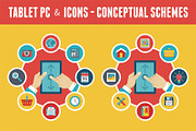 Tablet PC & Icons - Vector Concept