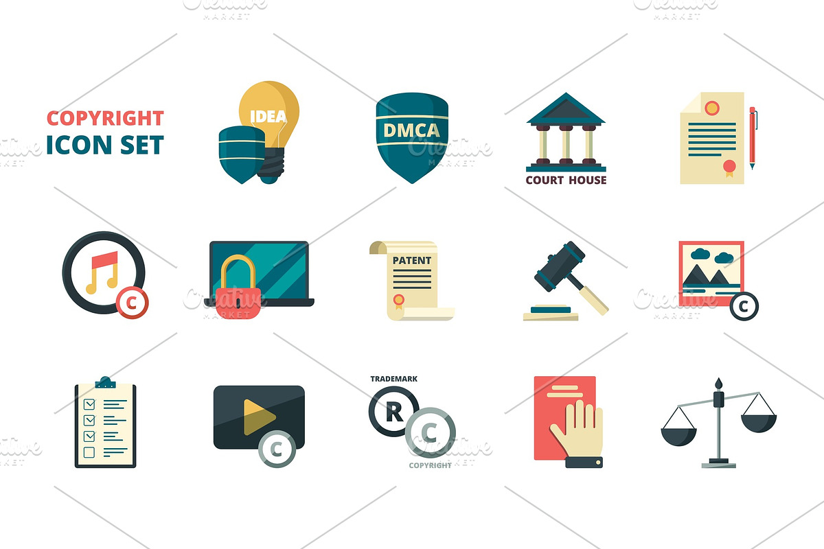 Patent copyright icons. Intellectual in Graphics - product preview 8