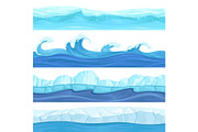 Seamless water waves. Liquid and ice
