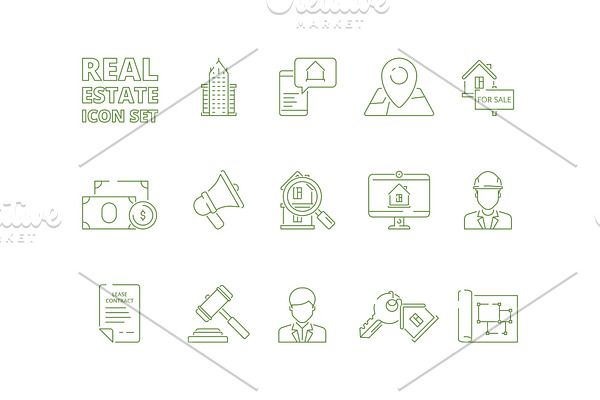 House for sale icons. Realtor rent