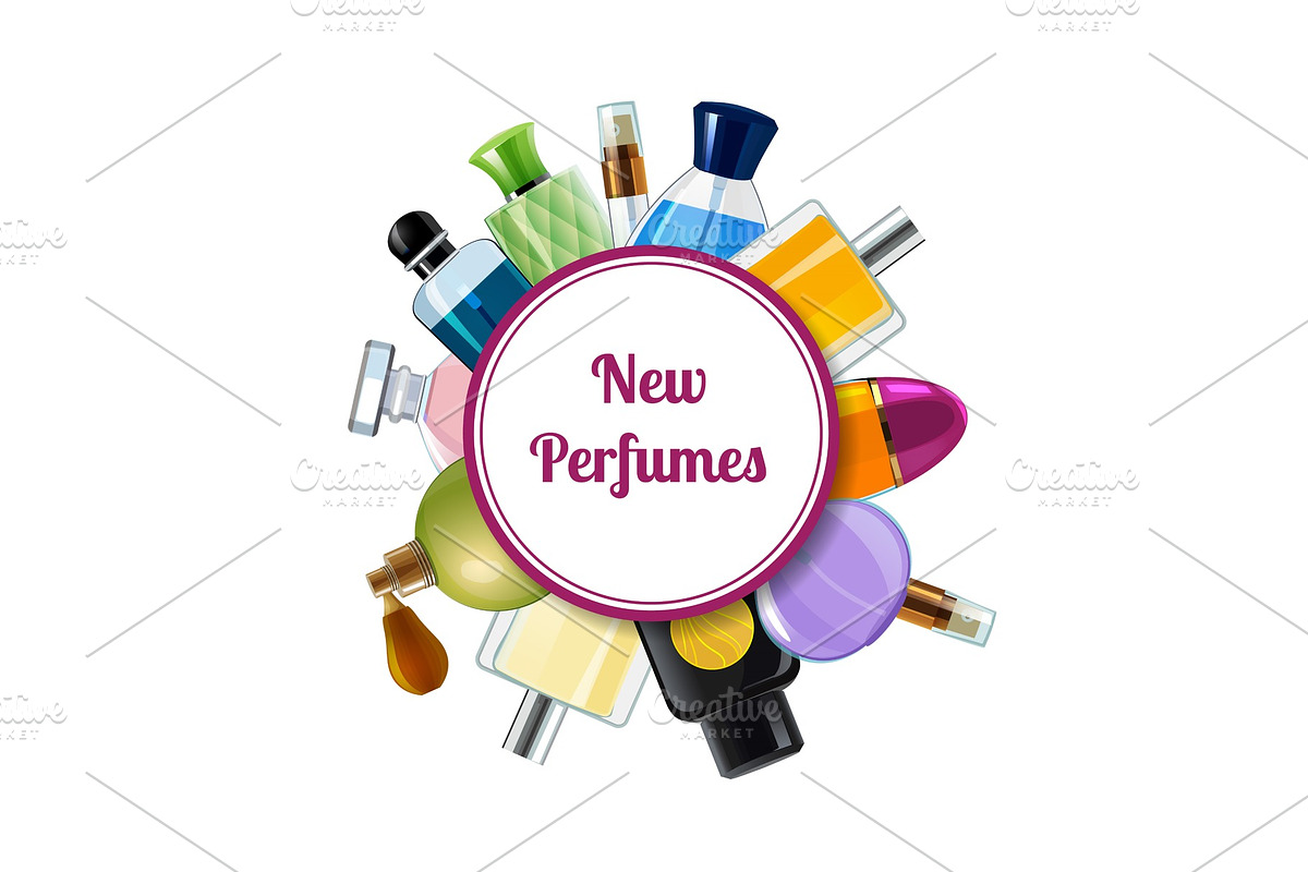 Vector perfume bottles under circle in Graphics - product preview 8