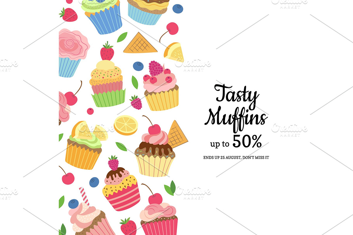 Vector cute cartoon muffins or in Graphics - product preview 8
