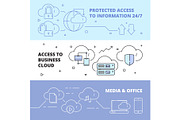 Cloud technology banners. Online