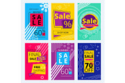 Trendy offers cards. Colorful sale