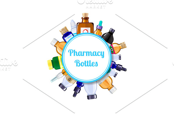 Vector pharmacy medicine bottles