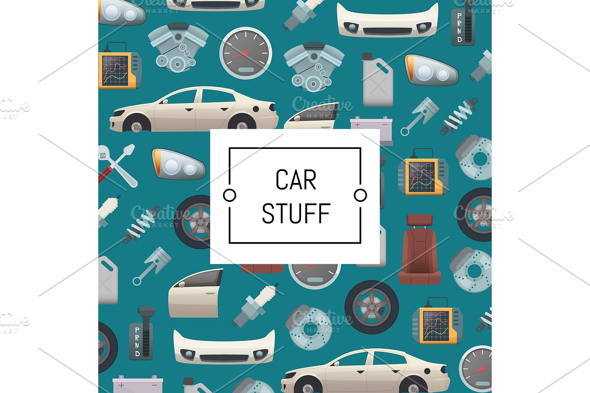 Vector set of car parts background in Graphics - product preview 8
