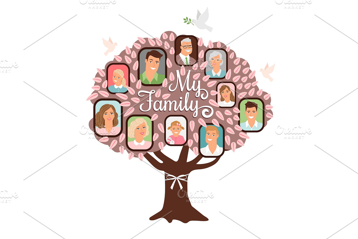 Family tree cartoon doodle icon in Illustrations - product preview 8