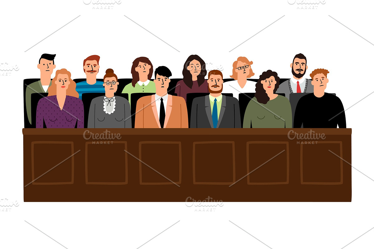 Jury in court trial in Illustrations - product preview 8