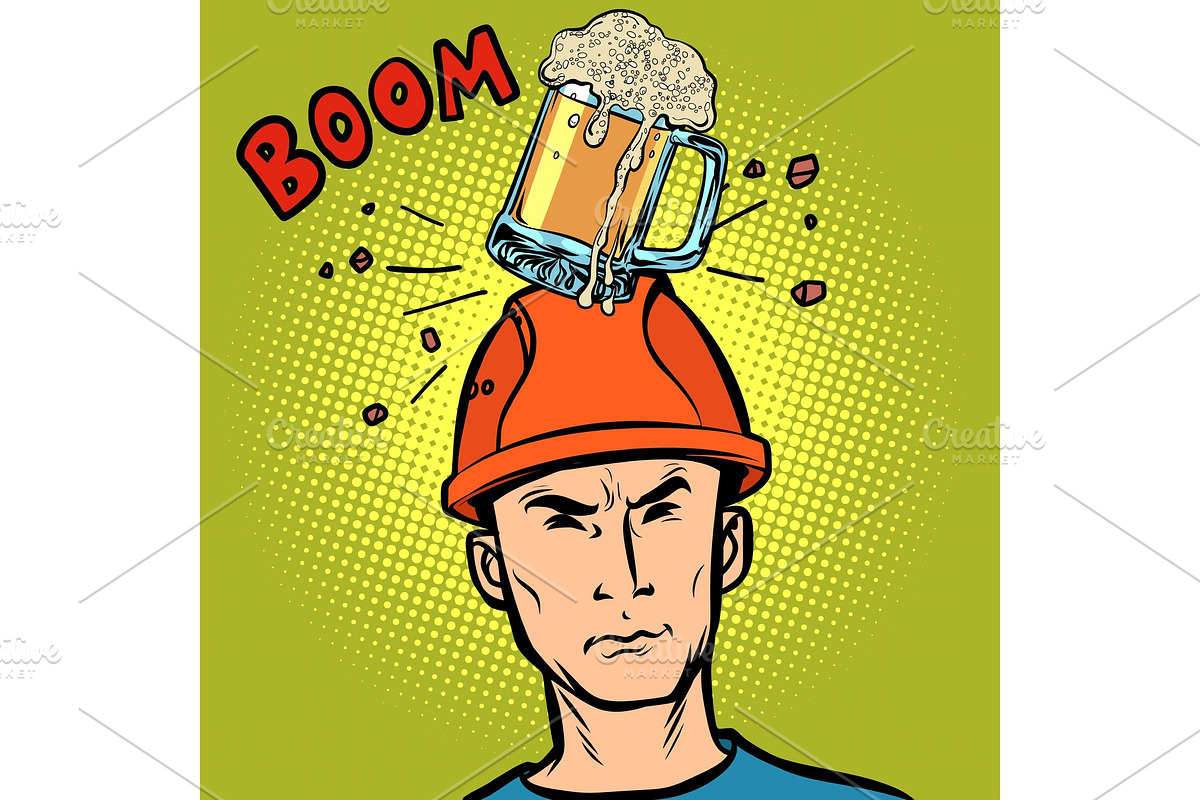 beer fell on the worker head in Illustrations - product preview 8