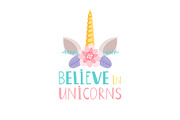 Unicorn horn and flowers poster