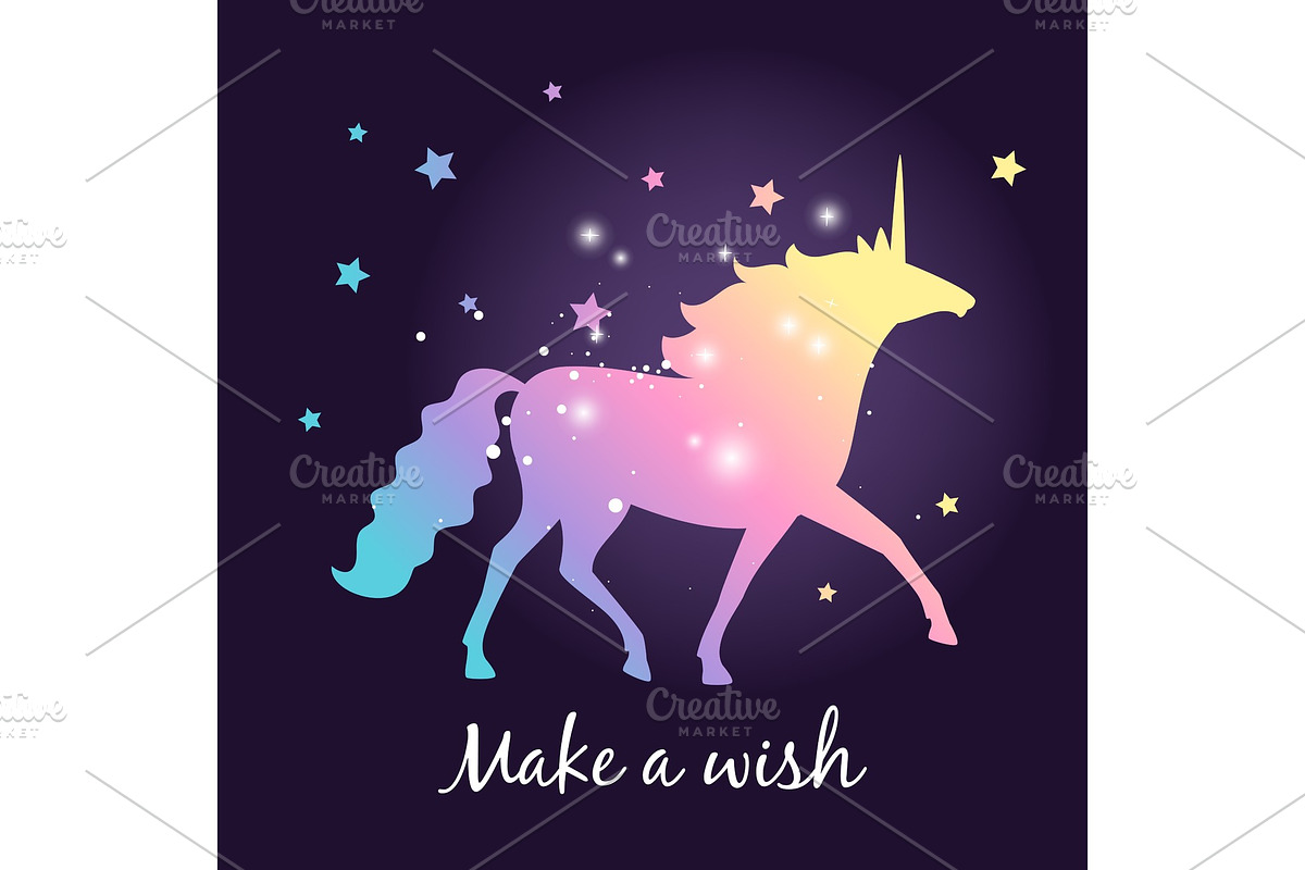 Unicorn silhouette with stars poster in Illustrations - product preview 8