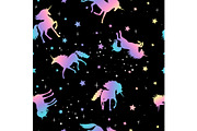 Unicorn and star silhouettes pattern
