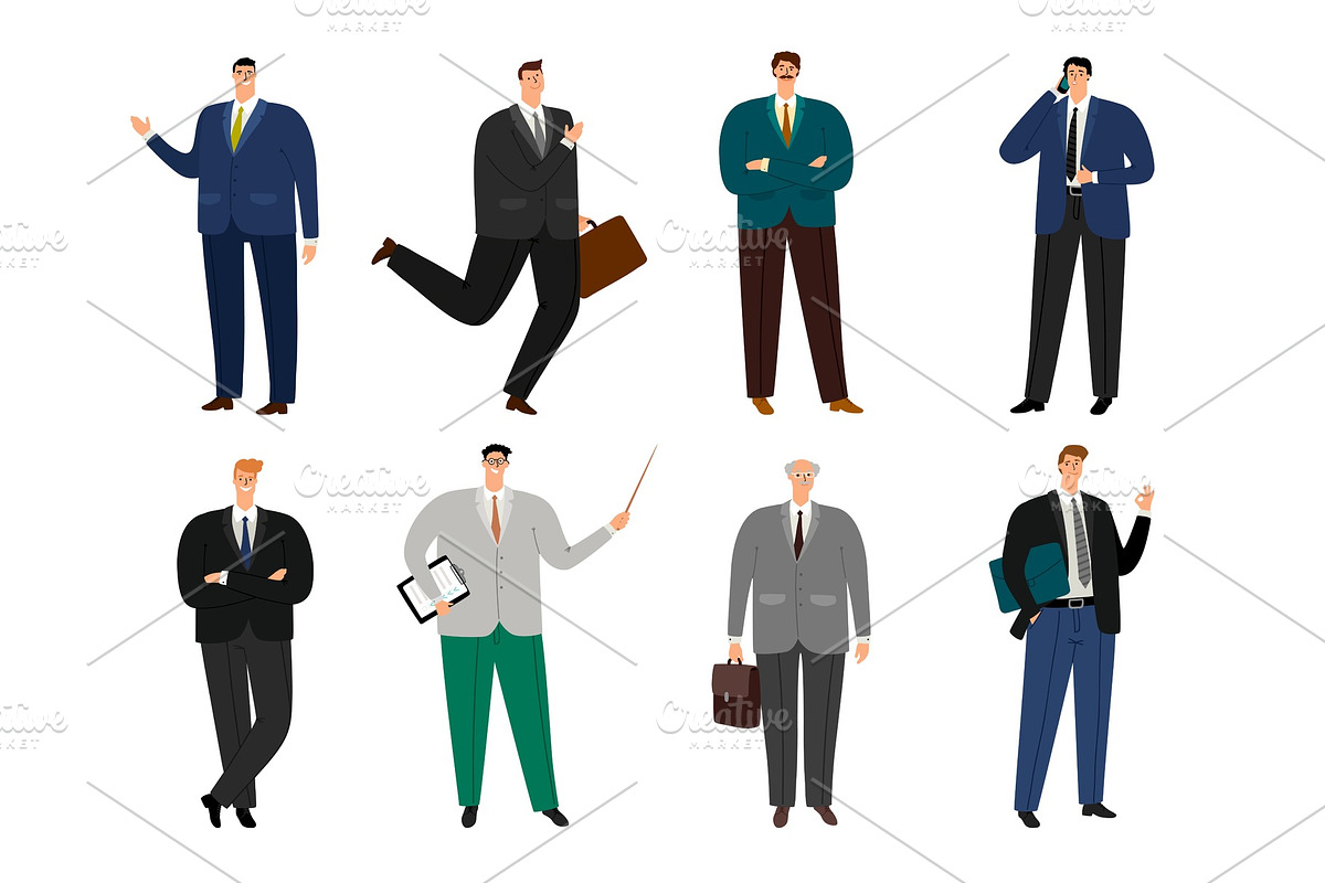 Office cheerful man avatar set in Illustrations - product preview 8