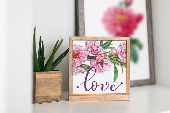 Peach Blossom Pink Florals Vintage in Illustrations - product preview 5