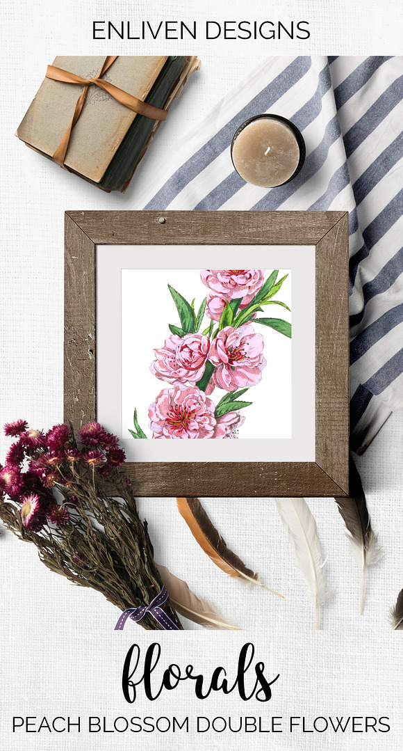 Peach Blossom Pink Florals Vintage in Illustrations - product preview 7