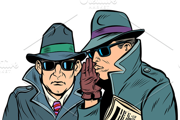 Two secret agents whispering