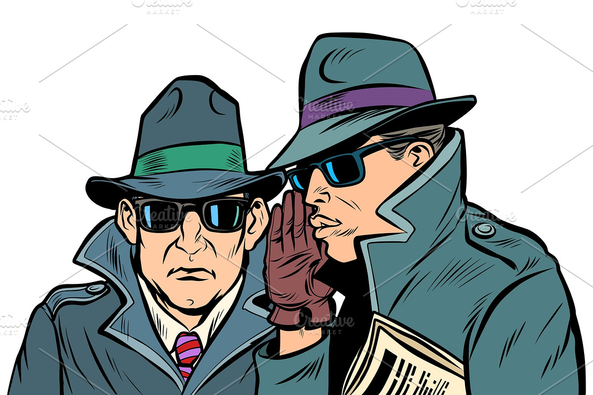 Two secret agents whispering in Illustrations - product preview 8