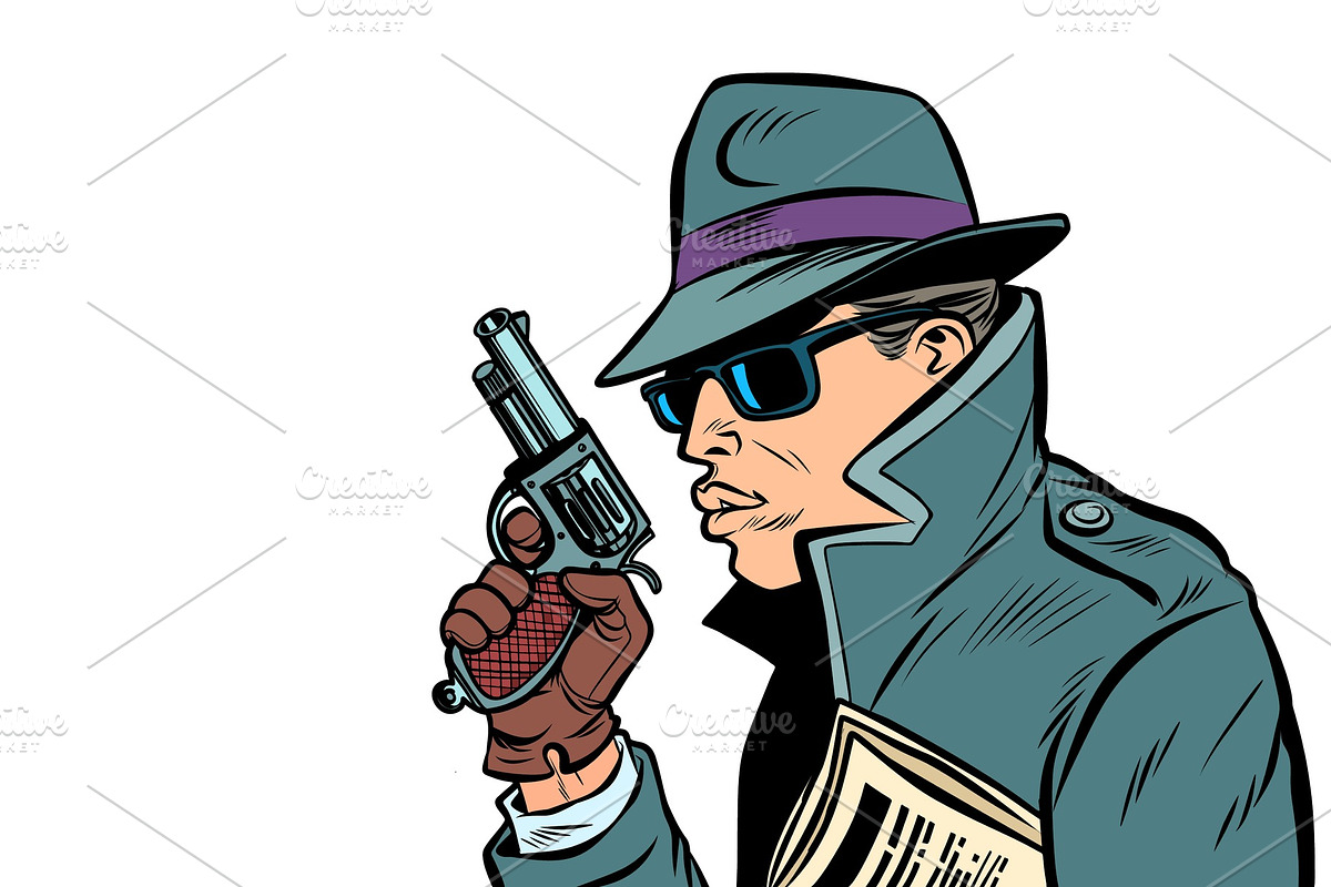 gun spy, secret agent in Illustrations - product preview 8
