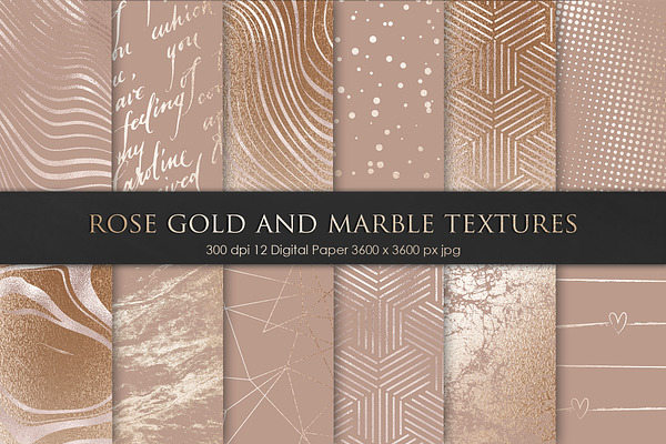 Rose Gold Marble Foil Textures
