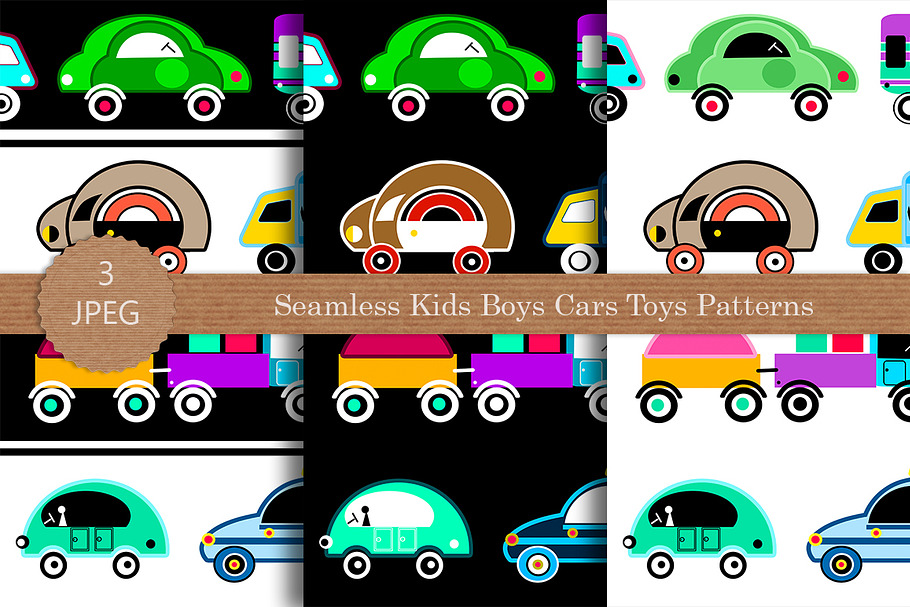 Seamless kids boys cars toys pattern in Patterns - product preview 8