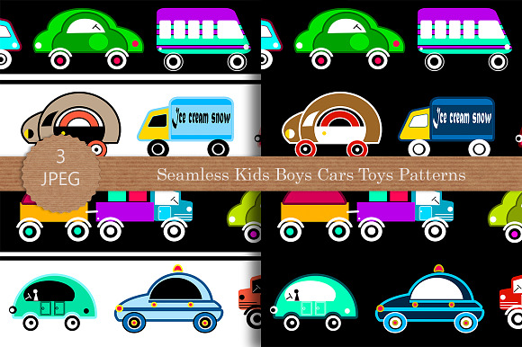 Seamless kids boys cars toys pattern in Patterns - product preview 1