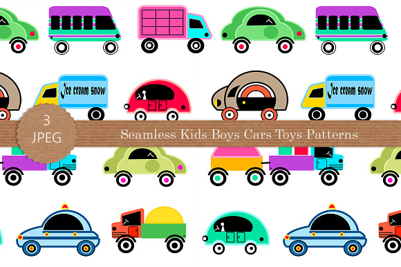 Seamless kids boys cars toys pattern in Patterns - product preview 2