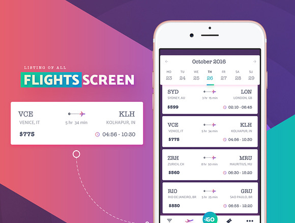 GO-Flight Mobile App - UI kit in UI Kits and Libraries - product preview 3
