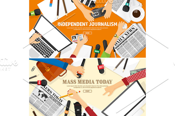 Mass media background with