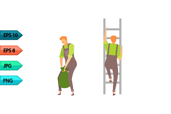 Vector worker character poses set in Objects - product preview 2