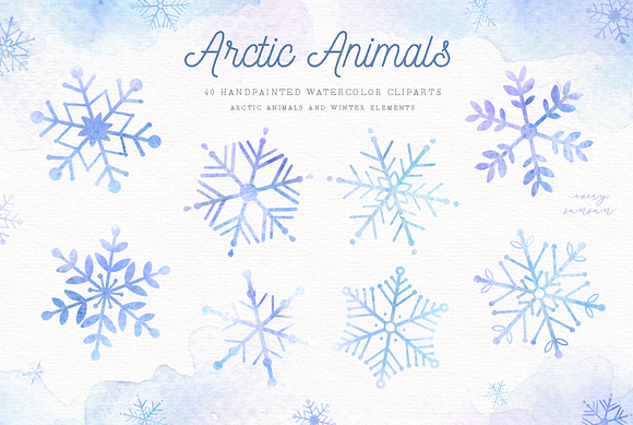 Arctic Animals Watercolor Clip Arts in Illustrations - product preview 2