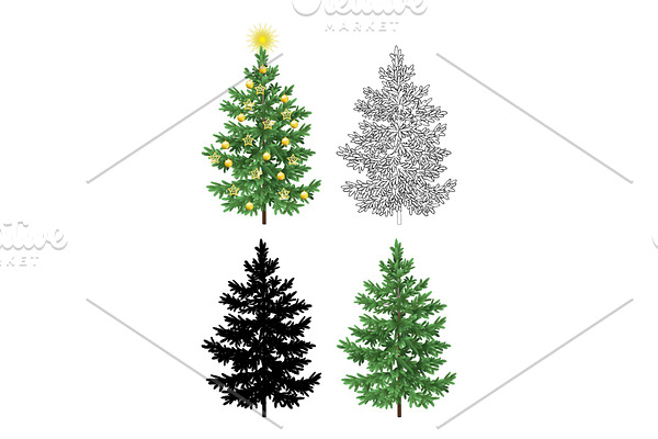 Set of Christmas Trees