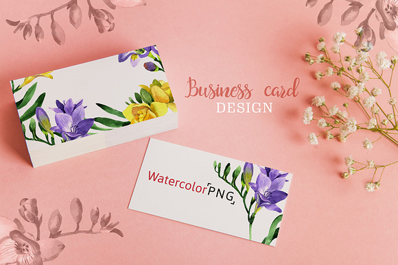   Purple Freesia Watercolor png in Illustrations - product preview 2